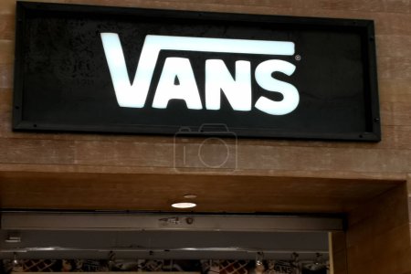 Photo for Houston, Texas, USA - September 22, 2018: Sign of Vans store in the mall in Houston, Texas. Vans is an American manufacturer of skateboarding shoes and related apparel. - Royalty Free Image