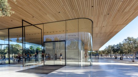 Photo for Cupertino, California, USA - March 28, 2018: Exterior view of Apple Park Visitor Center. Apple Inc. is an American multinational technology company. - Royalty Free Image