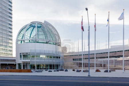 Photo for San Jose, California, USA - March 30, 2018: San Jose City Hall Rotunda, a landmark building that serves as a hub of civic and cultural activity. Playing host to indoor and outdoor special events. - Royalty Free Image
