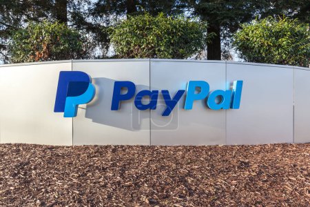 Photo for San Jose, California, USA - March 30, 2018: Sign of Paypal at Paypal 's headquarters in Silicon Valley. PayPal Holdings, Inc. is an American company operating a worldwide online payments system. - Royalty Free Image