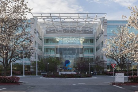 Photo for San Jose, California, USA - March 30, 2018: Entrance of Paypal 's headquarters in Silicon Valley. PayPal Holdings, Inc. is an American company operating a worldwide online payments system. - Royalty Free Image