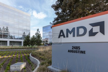 Photo for AMD headquarters in Santa Clara, California, USA - June 10, 2023. Advanced Micro Devices (AMD) is an American multinational semiconductor company. - Royalty Free Image