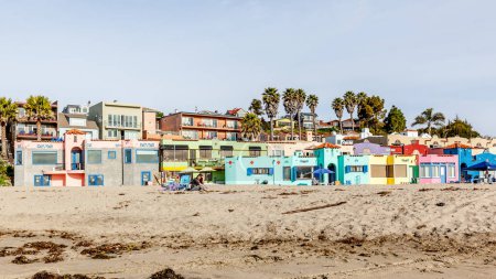 Photo for Santa Cruz, California, USA - March 31, 2018: Colorful houses at Capitola Village by the Sea, one of the oldest vacation retreats on the Pacific Coast. - Royalty Free Image