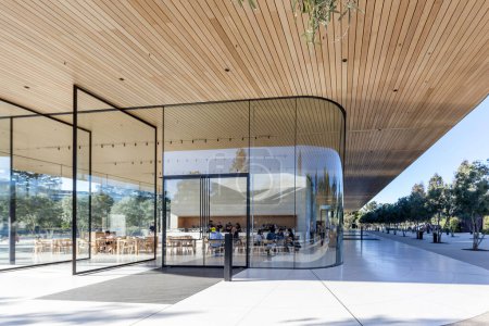 Photo for Cupertino, California, USA - March 28, 2018: Exterior view of Apple Park Visitor Center. Apple Inc. is an American multinational technology company. - Royalty Free Image