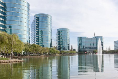 Photo for Redwood Shores, California, USA - March 30, 2018: Oracle office buildings at Oracle 's headquarters in Silicon Valley. Oracle Corporation is an American multinational computer technology corporation. - Royalty Free Image