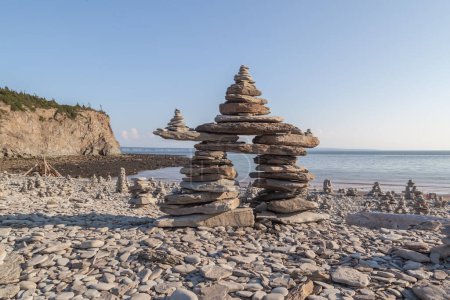Photo for Rock structure on the beach with sea background - Royalty Free Image