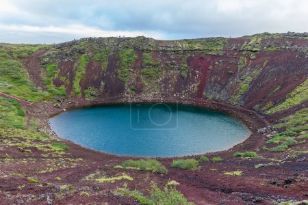 Photo for Top view of the Kerid (Keri) crater with blue lake, a volcanic crater lake located in the Grmsnes area in south Iceland, along the Golden Circle. - Royalty Free Image