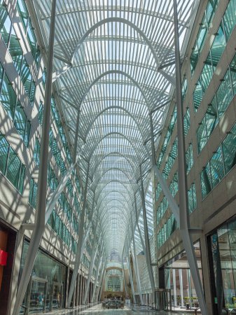 Foto de Brookfield Place en el centro de Toronto. Brookfield Place es un complejo de oficinas que comprende el bloque de 2,1 hectáreas. - Imagen libre de derechos