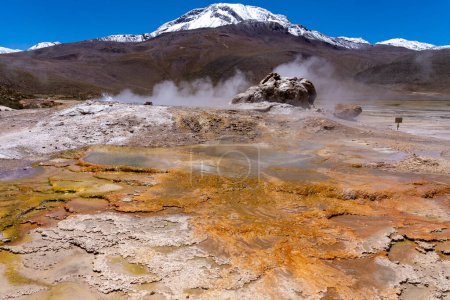 Foto de Uno de los géiseres activos en El Tatio, Chile. El Tatio es un campo geotermal con muchos géiseres cerca del pueblo de San Pedro de Atacama en los Andes del norte de Chile. - Imagen libre de derechos