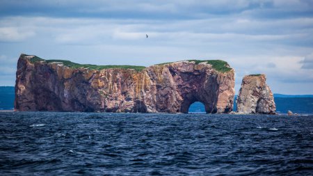 Photo for Perce Rock, Perce, Gaspe, Peninsula, Quebec, Canada Perce Rock is one of the world's largest natural arches located in water. - Royalty Free Image