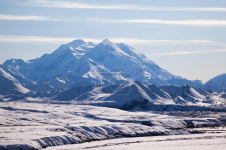 Photo for Eielson Visitor Center in Mount Denali ( McKinley) background, Denali National Park, Alaska, USA Denali is the highest mountain peak in North America. - Royalty Free Image