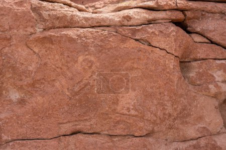 Yerbas Buenas Petroglyphs in San Pedro de Atacama, Chile - February 18, 2023. The Yerbas Buenas Inca petroglyph site in the northern Chilean Atacama Desert.