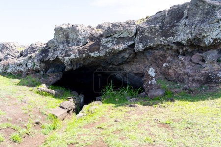 Photo for Easter Island, Chile - March 4, 2023: Ana Te Pora cave in Easter Island, Chile. Ana Te Pora is a medium-sized cave. - Royalty Free Image