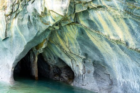 Photo for Marble Caves (Marble Cathedral), Puerto Rio Tranquilo, Aysen, Chile. The Marble Caves is a 6,000-year-old sculpture hewn by the crashing waves of Lake General Carrera of Patagonia. - Royalty Free Image