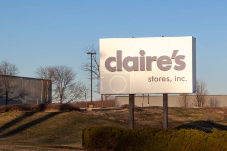 Photo for Hoffman Estates, Illinois, USA - March 27, 2022: Claire's sign at their headquarters in Hoffman Estates, Illinois, USA. Claire's is an American retailer of accessories, jewelry, and toys. - Royalty Free Image