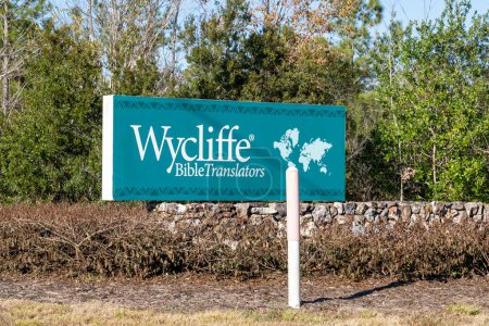 Photo for Orlando, Florida, USA - January 30, 2022: Wycliffes sign at their headquarters in Orlando, Florida, USA. Wycliffe Bible Translators USA is an interdenominational nonprofit organization. - Royalty Free Image