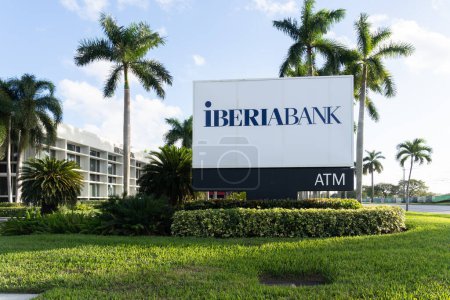 Photo for Doral, Florida, USA - January 1, 2022: A IberiaBank office building in Doral, Florida, USA. IberiaBank Corporation is an American financial holding company. - Royalty Free Image