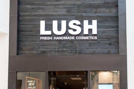 Photo for Orlando, Florida, USA - January 27, 2022: Closeup of Lush store sign at a shopping mall in Orlando, Florida. Lush is a bath, body, skin and hair care company. - Royalty Free Image