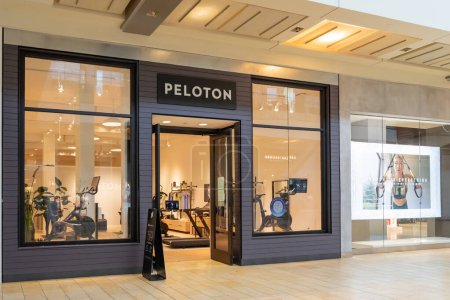 Photo for Houston, Texas, USA - February 25, 2022: Peloton store in a shopping mall. Peloton Interactive, Inc. is an American exercise equipment and media company. - Royalty Free Image