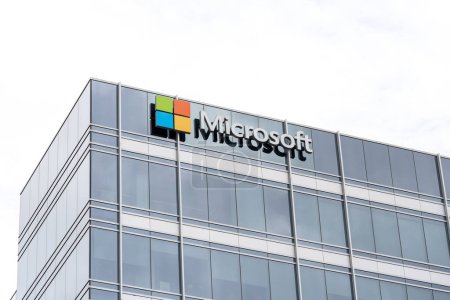 Photo for Houston, Texas, USA - March 6, 2022: Microsoft company sign on its office building in Houston, Texas, USA. Microsoft Corporation is an American multinational technology corporation. - Royalty Free Image