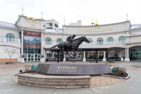 Photo for Louisville, KY, USA - December 28, 2021: The entrance to Churchill Downs in Louisville, KY, USA. Churchill Downs is a horse racing complex. - Royalty Free Image