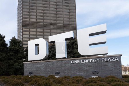 Foto de Detroit, Michigan, Estados Unidos - 26 de diciembre de 2021: Sede de DTE en Detroit, MI, Estados Unidos. DTE Energy es una compañía energética americana. - Imagen libre de derechos