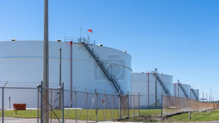 Photo for Cape Canaveral, Florida, USA - January 15, 2022: Oil Tanks are shown in Cape Canaveral, Florida, USA. - Royalty Free Image
