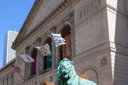 Foto de Chicago, Illinois, Estados Unidos - 28 de marzo de 2022: Se ve el Instituto de Arte de Chicago. El Instituto de Arte de Chicago es uno de los museos de arte más antiguos y más grandes del mundo. - Imagen libre de derechos