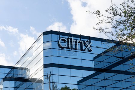 Photo for Fort Lauderdale, Florida, USA - January 2, 2022: Citrix sign on its office building in Fort Lauderdale, Florida, USA, an American cloud computing and virtualization technology company. - Royalty Free Image