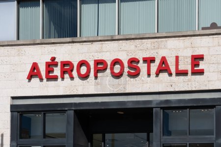 Photo for Pearland, Texas, USA - February 19, 2022: Closeup of Aeropostale store sige on the building. Aeropostale is a specialty retailer of casual apparel and accessories. - Royalty Free Image