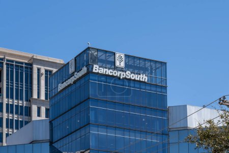 Photo for Dallas, Texas, USA - March 20, 2022: Bancorpsouth sign on the office building in Dallas, Texas, USA. Bancorpsouth now is cadence bank, an American bank. - Royalty Free Image