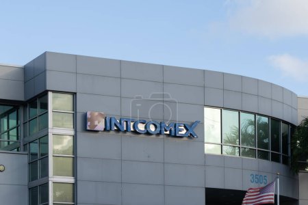 Photo for Doral, Florida, USA - January 1, 2022: Intcomex headquarters in Doral, Florida, USA. Intcomex is a distributor of IT products focused on serving Latin America and the Caribbean. - Royalty Free Image