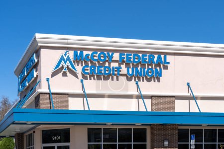 Photo for Orlando, Florida, USA - January 29, 2022: Closeup of McCoy Federal Credit Union sign on the building. McCoy Federal Credit Union is a full-service financial cooperative. - Royalty Free Image