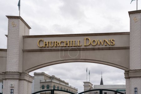 Photo for Louisville, KY, USA - December 28, 2021: Churchill Downs sign is shown in Louisville, KY, USA. Churchill Downs is a horse racing complex. - Royalty Free Image