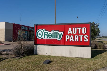 Photo for Pearland, TX, USA - March 10, 2022: A close up of OReilly Auto Parts shop sign is shown. OReilly Auto Parts is an American auto parts retailer. - Royalty Free Image