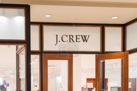 Photo for Houston, Texas, USA - February 25, 2022: J.Crew sign displayed over the entrance to the store in a shopping mall. J.Crew Group is an American specialty retailer that offers apparel and accessories. - Royalty Free Image