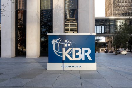 Photo for Houston, Texas, USA - February 27, 2022: KBR sign at its headquarters in Houston, Texas, USA. KBR, Inc. is an American company operating in fields of science, technology and engineering. editorial use - Royalty Free Image