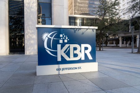 Photo for Houston, Texas, USA - February 27, 2022: KBR sign at its headquarters in Houston, Texas, USA. KBR, Inc. is an American company operating in fields of science, technology and engineering. editorial use - Royalty Free Image