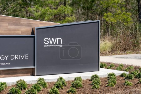 Photo for Spring, Texas, USA - March 2, 2022: SWN (Southwestern Energy) sign at its headquarters in Houston, Texas, USA. Southwestern Energy is a natural gas exploration and production company. - Royalty Free Image