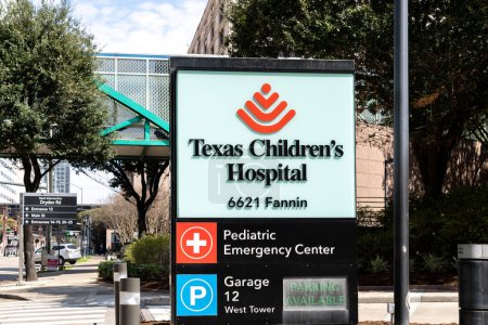 Photo for Houston, TX, USA - March 9, 2022: Texas Children's Hospitals sign in Houston. Texas Children's Hospital is an American acute care women's and children's hospital. - Royalty Free Image