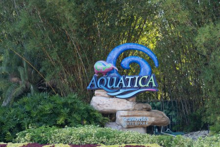 Photo for Orlando, FL, USA - January 6, 2022: Aquatica sign is shown in Orlando, FL, USA. Aquatica is Sea World's Waterpark. - Royalty Free Image