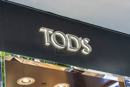 Photo for Honolulu, HI, USA - January 14, 2024: Close-up of the Tod's logo sign at their store in a shopping mall in Waikiki, Hawaii. Tod's S.p.A. is an Italian luxury fashion house. - Royalty Free Image