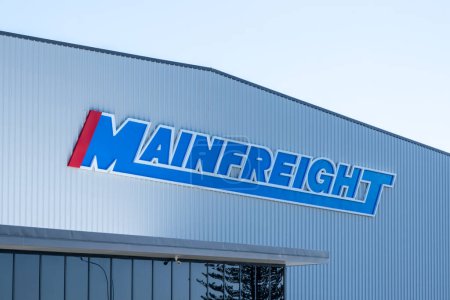 Photo for Auckland, New Zealand - February 1, 2024: Mainfreight logo sign on the building at their branch in Auckland, New Zealand. Mainfreight Limited is a New Zealand logistics and transport company. - Royalty Free Image