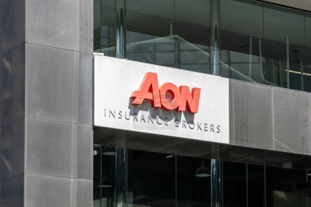 Photo for Wellington, New Zealand - February 11, 2024: Aon Insurance Brokers logo sign on the building in at their office Wellington, New Zealand. - Royalty Free Image