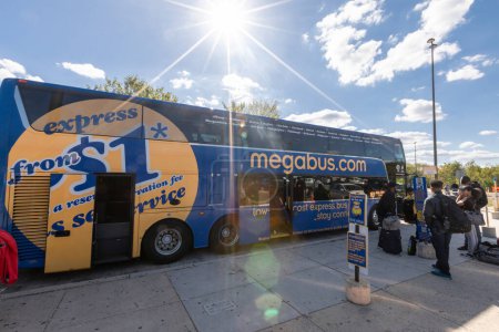Photo for Baltimore, Maryland - October 04, 2019: Baltimore Megabus stop and the passengers began to disembark. Maryland. - Royalty Free Image