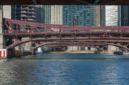 Photo for Chicago Business District, Downtown, Skyscraper. Clark Street Bridge. Illinois - Royalty Free Image