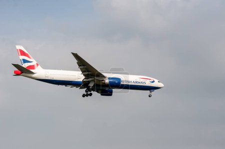 Photo for British Airways Airlines Boeing 777 G-VIIA landing in London Heathrow International Airport. - Royalty Free Image