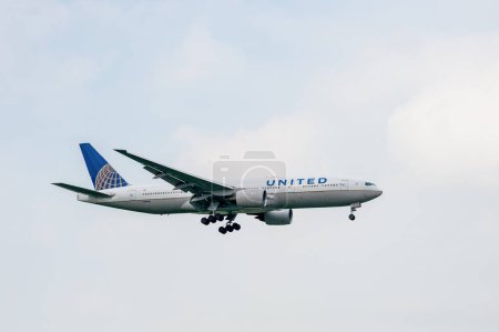Photo for United Airlines Boeing 777 N799UA landing in London Heathrow International Airport. - Royalty Free Image