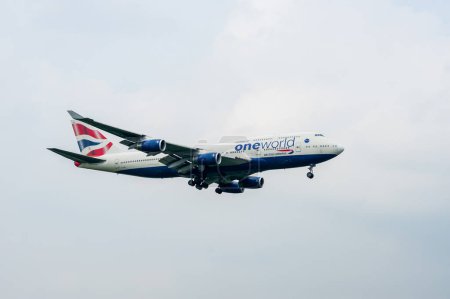 Photo for British Airways Airlines Boeing Oneworld livery 747 G-CIVL landing in London Heathrow International Airport. - Royalty Free Image