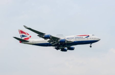 Photo for British Airways Airlines Boeing 747 G-BYGA landing in London Heathrow International Airport. - Royalty Free Image